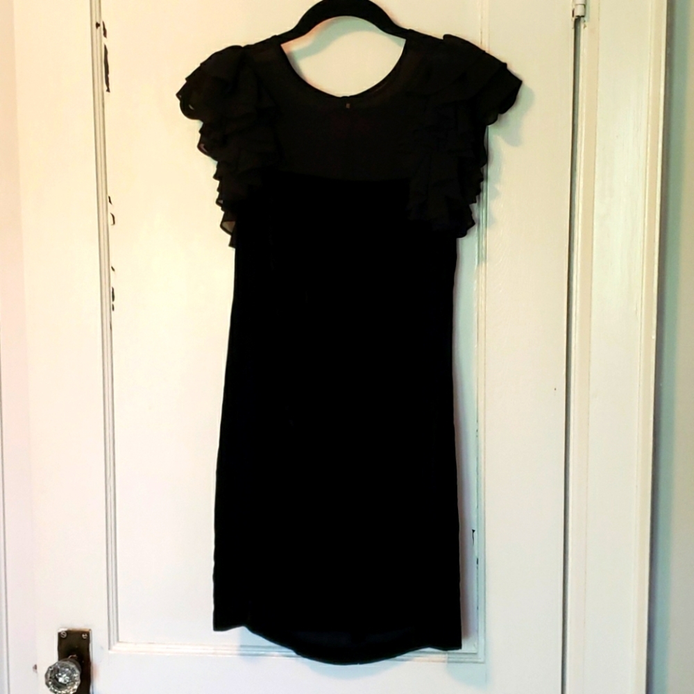 Frilled Shoulder French Connection Velvet Dress